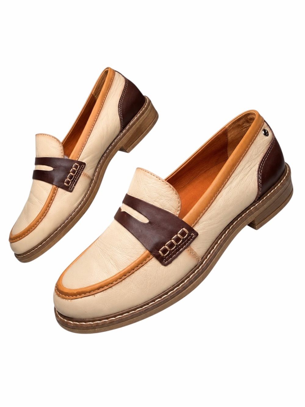 Pikolinos Aldaya Marfil Leather Penny Loafers EU 39 US 8.5